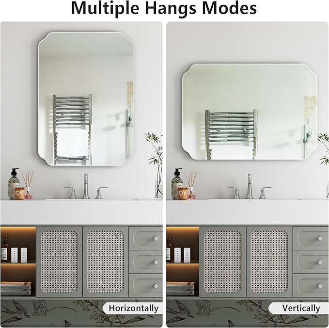 Bathroom Mirrors for Over Sink, Frameless Mirrors for Wall, 20x28 Inch Beveled - Image 3
