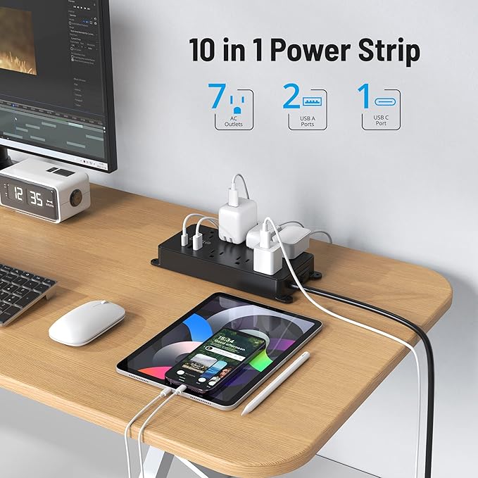 TROND Surge Protector Power Strip, Flat Plug 15ft Long Extension Cord, 7 - Image 8