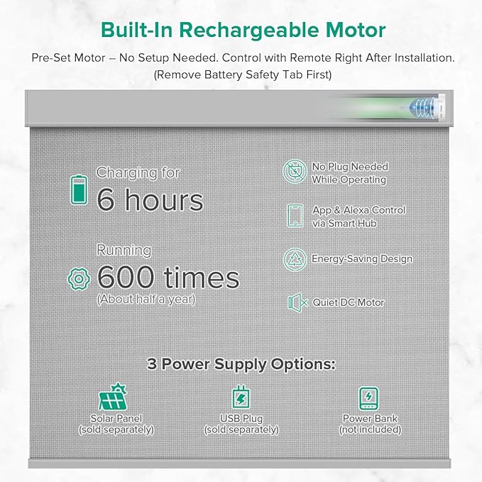 Kilonity Motorized Roller Shades, Light Filtering Remote Control Custom Window - Image 3