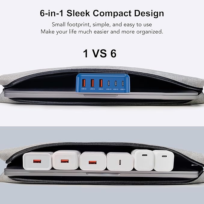 USB C Fast Charger, 100W GaN 6 Port Type C Charging Station Hub Block Cube - Image 7