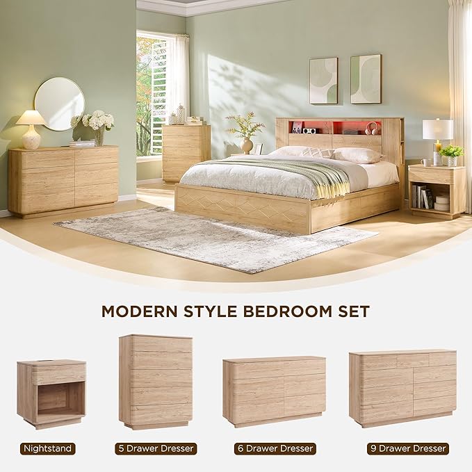 JXQTLINGMU 9 Drawer Dresser for Bedroom, Chest of Drawers TV Stand for Living - Image 5