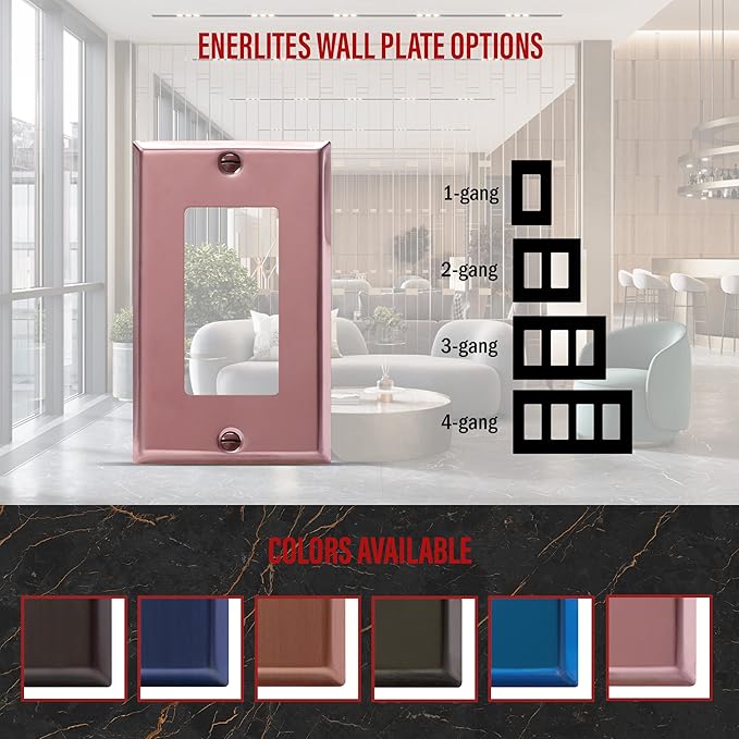 ENERLITES Decorator Switch Metal Wall Plate, Stainless Steel Outlet Cover - Image 4