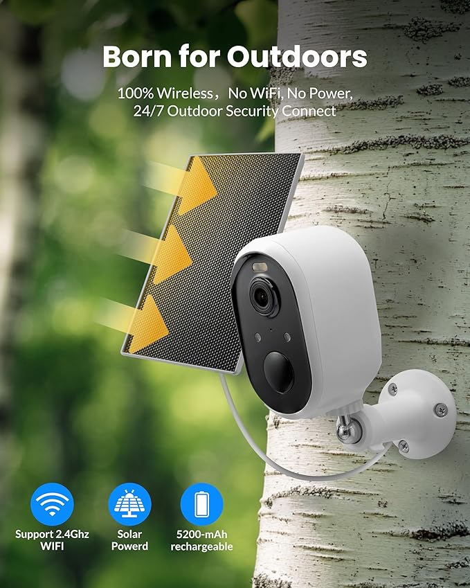 Aurumbach Solar Security Camera Outdoor Wireless 2 Pack, 2K Color Night Vision - Image 3