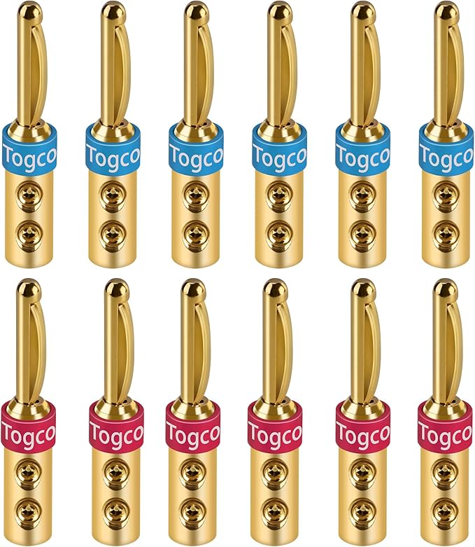 4mm Speaker Banana Plugs, 24K Gold Plated Banana Speaker Wire Banana Plugs by Togconn