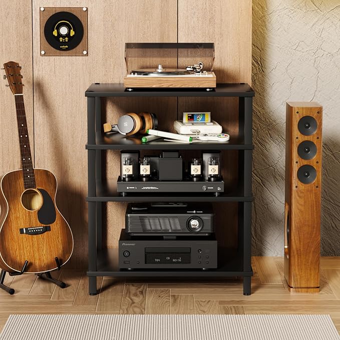 LELELINKY 4-Tier AV Media Player Stand Set of 2, Wooden TV Stand, Game Console - Image 4