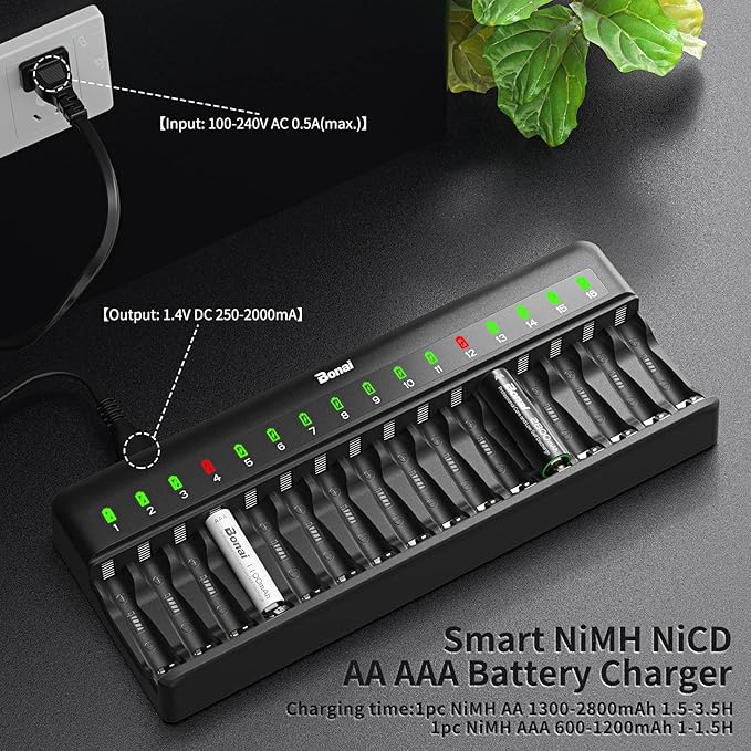 BONAI AA AAA Battery Charger 16 Bay - Image 5