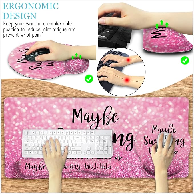 LIMKRIAN Pink Mouse Pad Set, Ergonomic Mouse Pad - Image 7