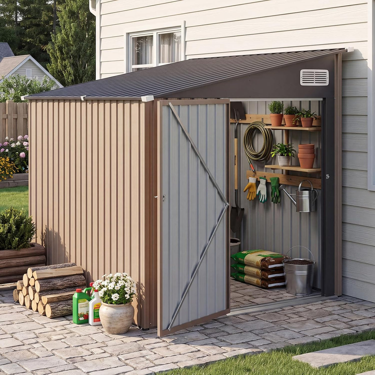 aoxun 8x6 ft lean to outdoor storage shed, main product view