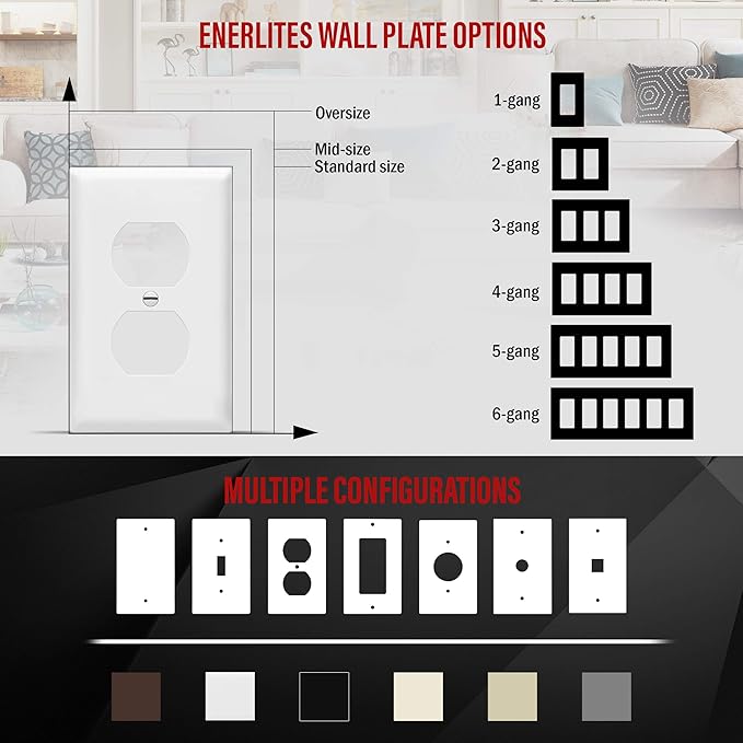 ENERLITES Duplex Wall Plates, Electrical Outlet Covers, Standard Size 1-Gang - Image 4