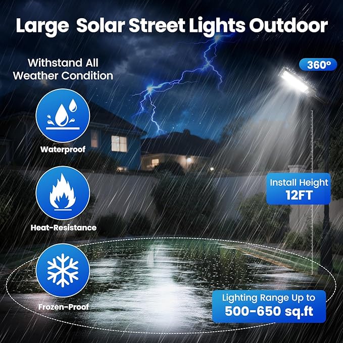 4 Pack 16" Large Solar Street Lights Outdoor Waterproof - Image 6