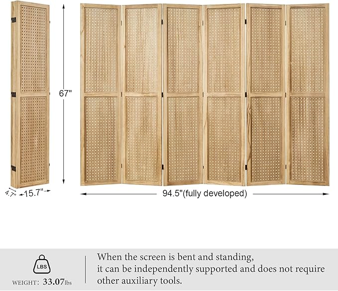 Pegboard Display, 5.6Ft Portable Freestanding Wall Organizer Wooden Room - Image 6