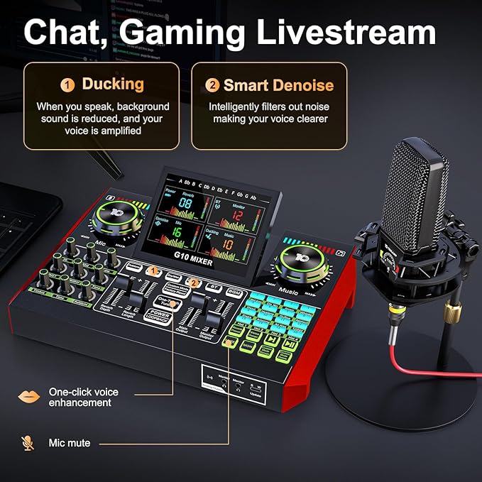 Live Sound Card Audio Mixer, Podcast Equipment Bundle - Image 5