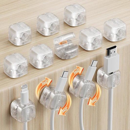 Yocice 12Pack Rotatable Cord Organizer, Spring Cable Clips Desk Cable by Yocice