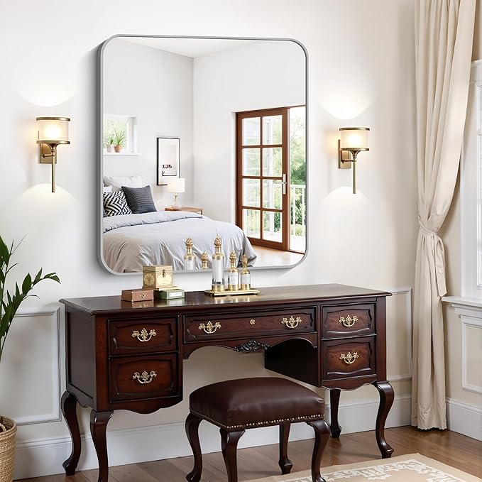 FORBATH 40x36 Inch Silver Bathroom Mirror - Image 4