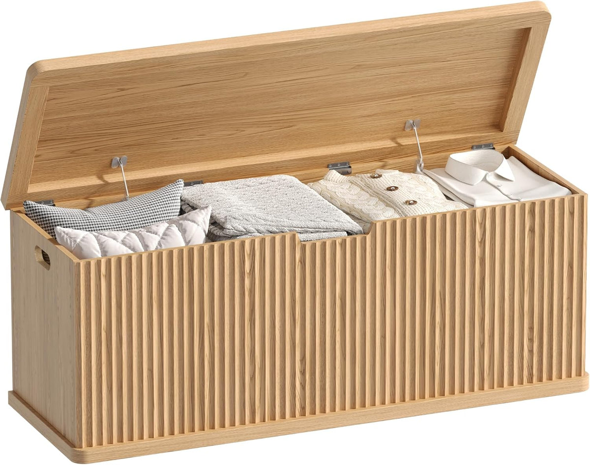 akxomel 45.3" fluted storage chest wooden storage trunk, main product view