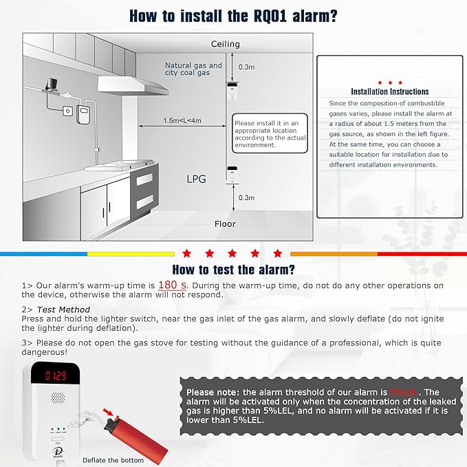 MODUN D Gas Detector for Home, Natural Gas|LPG|Coal Gas Leak Detector Alarm - Image 5