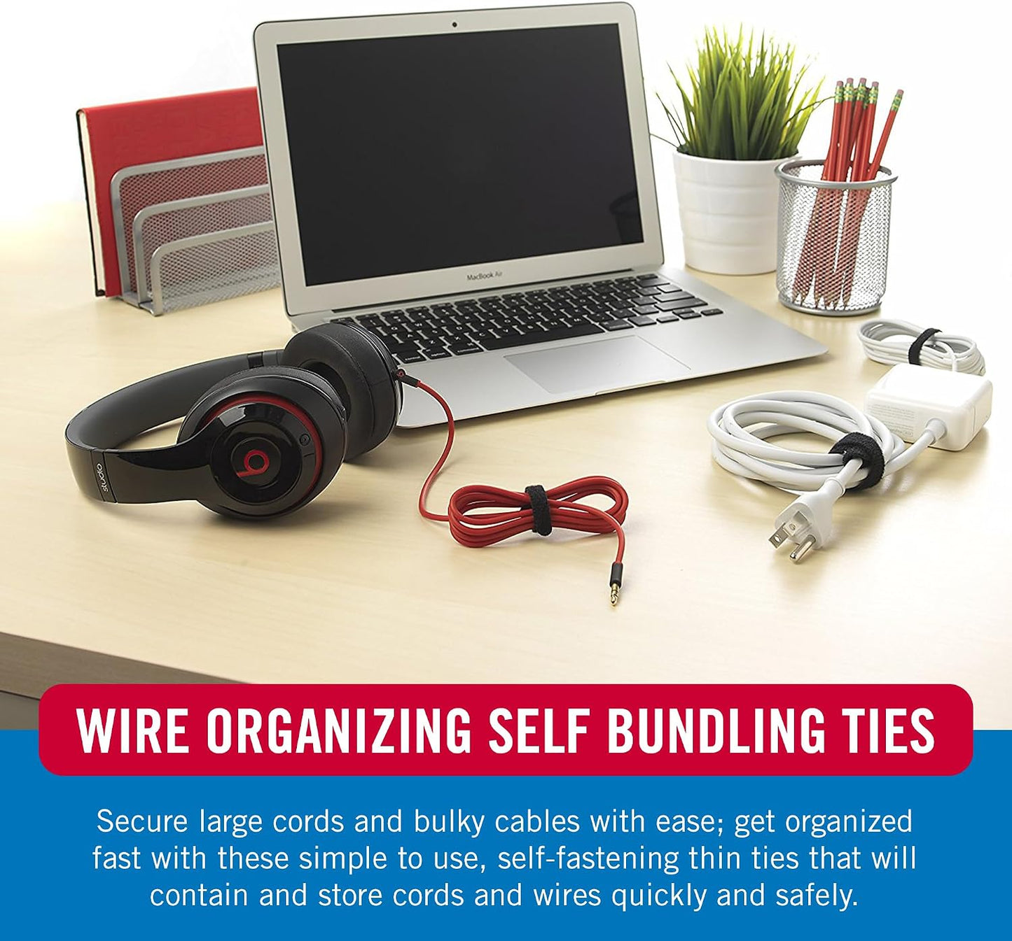 VELCRO Brand ONE WRAP Thin Ties | Strong & Reusable | Perfect for Fastening Wires & Organizing Cords | Black & Gray, 8 x 1/2-Inch | 25 Black + 25 Gray Ties | Thin Reusable Cable Ties For Fastening Wires And Organizing Cords; Ideal For Electronics, Home