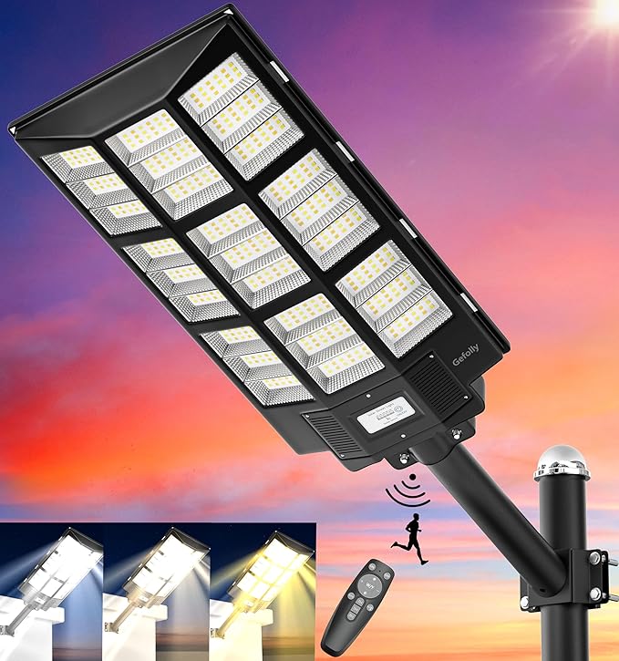 Gefolly SL-7200W Solar Street Light Outdoor, Wide Angle 450000LM by GefollyLight