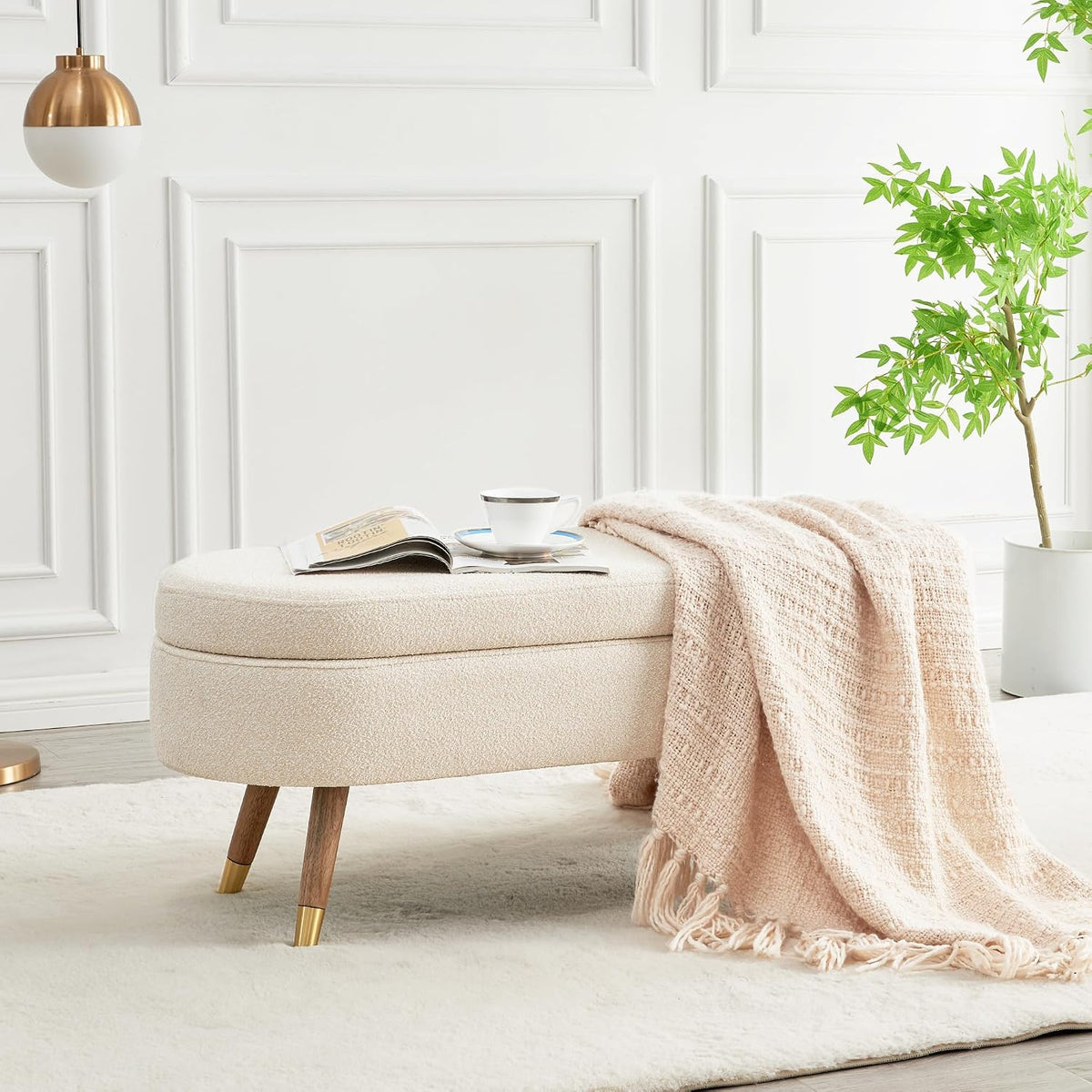 iafike oval storage bench 43.5" ottoman bench upholstered, main product view