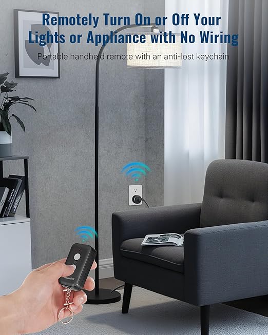 Black Remote Control Outlet, WILAWELS Wireless Remote On Off Switch - Image 2