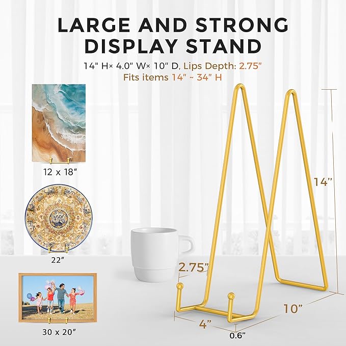 TR-LIFE 14 Inch Gold Metal Plate Stand - Image 3