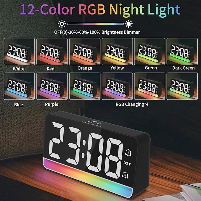 Alarm Clocks for Bedrooms, Digital Bedside Clock - Image 3