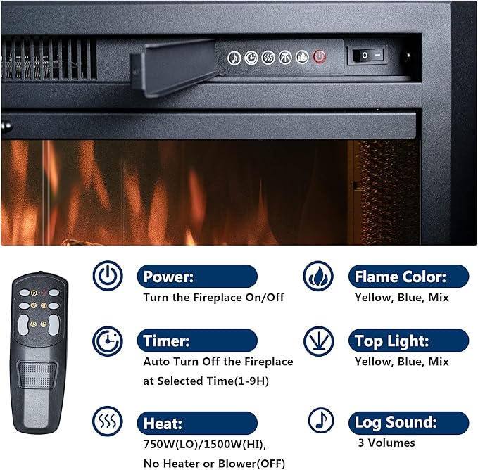 Velaychimny 40" Electric Fireplace Insert - Image 4