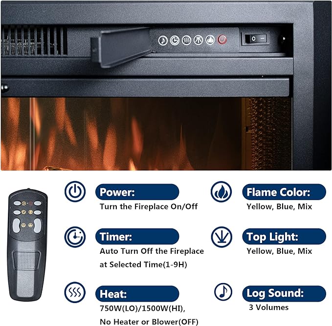 Velaychimny 42" Electric Fireplace Insert - Image 4