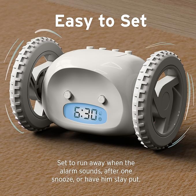 CLOCKY Extra Loud Alarm Clock for Heavy Sleepers on Wheels Rolls Runs Away - Image 4