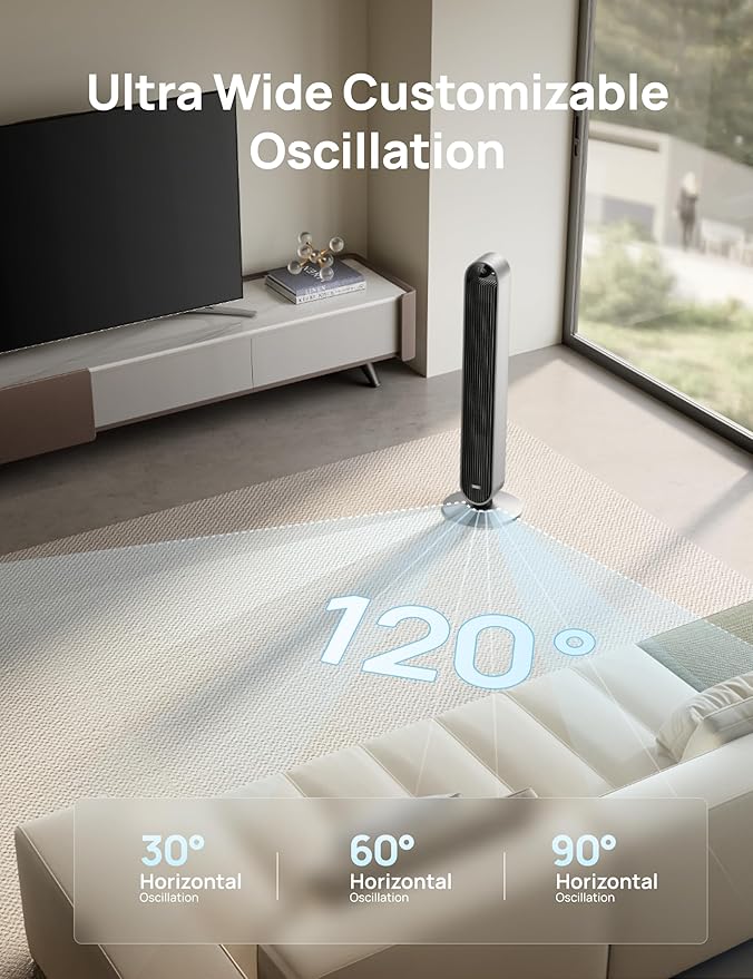 DREO Tower Fan for Bedroom, 42 Inch 120° Oscillating Fan, 25dB Quiet DC Motor - Image 4