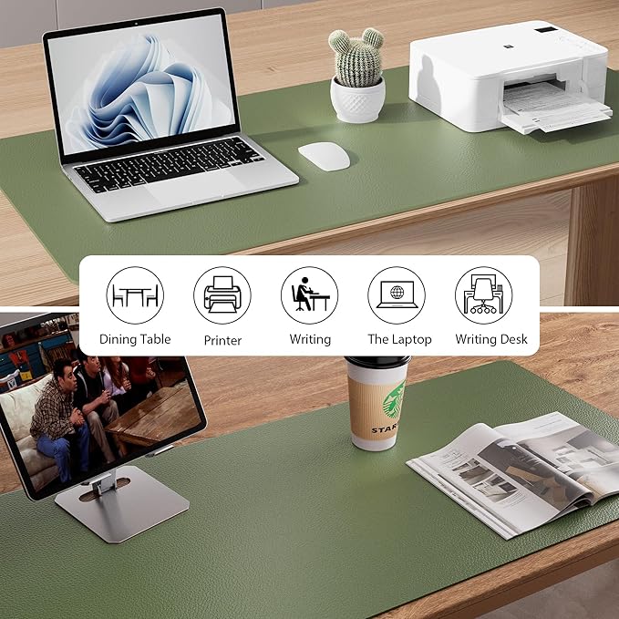 Aothia Faux Leather Desk Mat – Large Mouse Pad, Non-Slip PU Leather Blotter - Image 8
