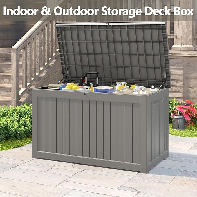 NUNU LAB 270 Gallon Large Resin Deck Box, Waterproof Outdoor Storage Box - Image 7