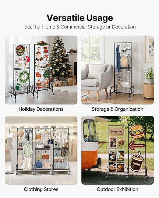 VEVOR 3 Packs Grid Wall Panels, 1.9 x 5.4 ft Wire Grid Panels Display Rack - Image 6