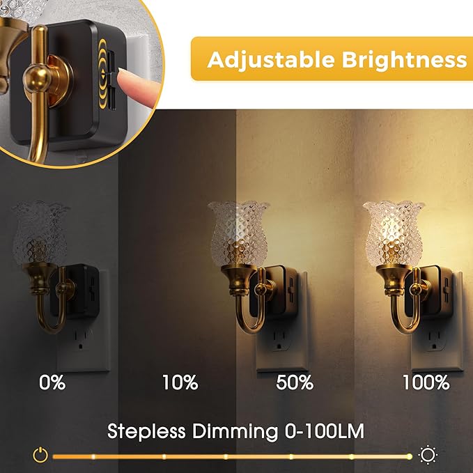 L LOHAS LED Night Lights Plug into Wall, 3000K Soft White LED Floral Night - Image 3