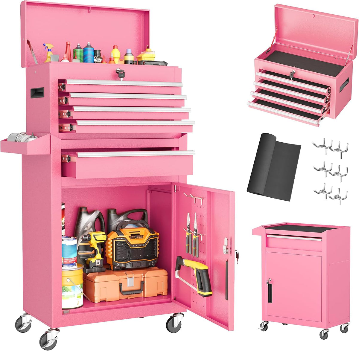 greenvelly 5-drawer tool chest with wheels, pre-assembled rolling, main product view
