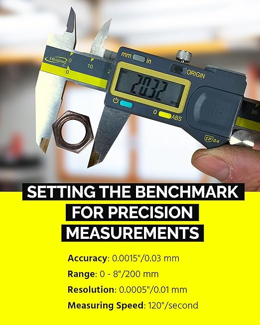 iGAGING Absolute Origin 0-8" Digital Caliper, IP54 Stainless Steel, SPC/USB - Image 3