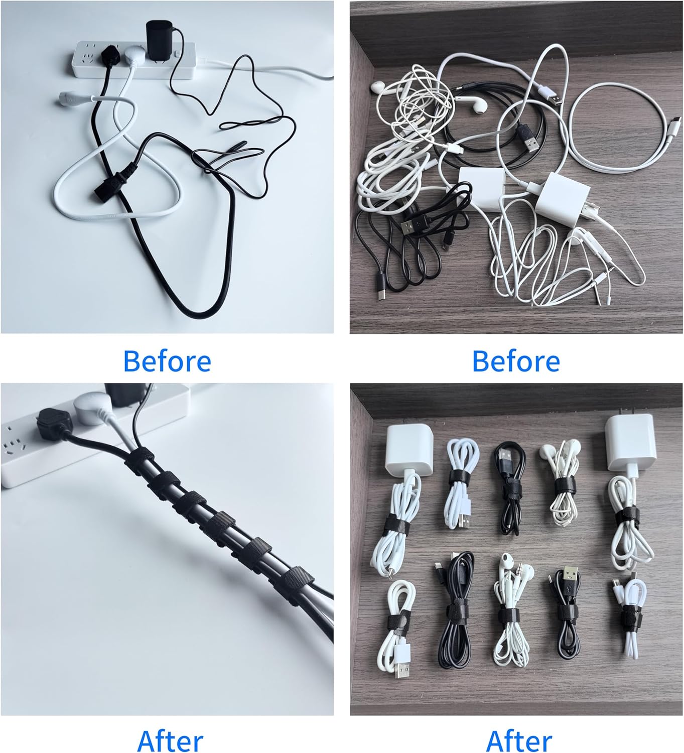 200 PCS 6 Inches Black Reusable Cable Ties, Adjustable Cord Straps, Cable Organizer, Cord Wrap and Hook Loop Cords Management,Adjustable Cord Ties for Organizing Home,Office,Data Centers