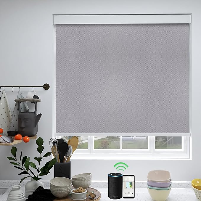 ZSHINE Motorized Blackout Roller Blinds Customize Width Remote Control Wireless - Image 7