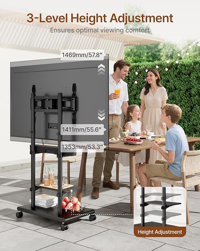 ECOTINY Steel Base Rolling TV Stand - Image 4