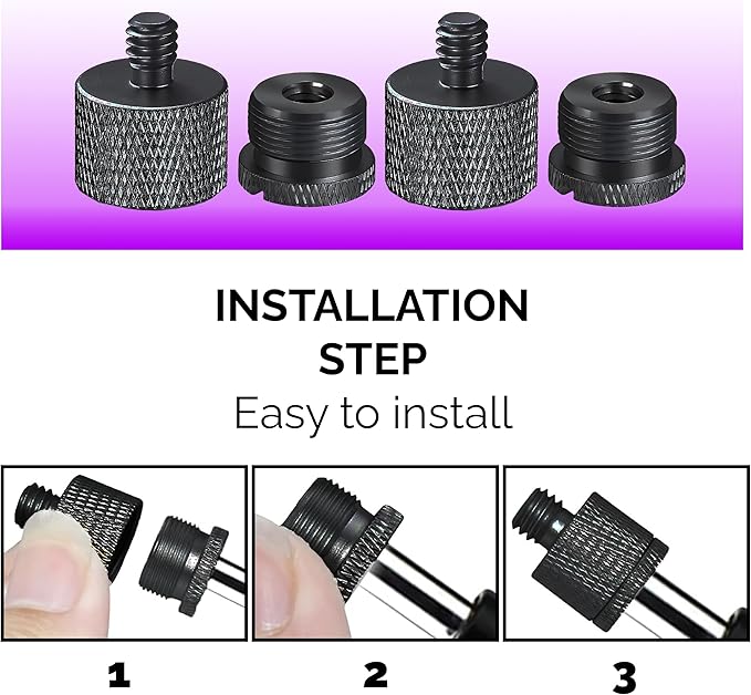 IXTECH Mic Stand Adapter Set 8 pieces Metal Microphone Stand Screw Thread - Image 5