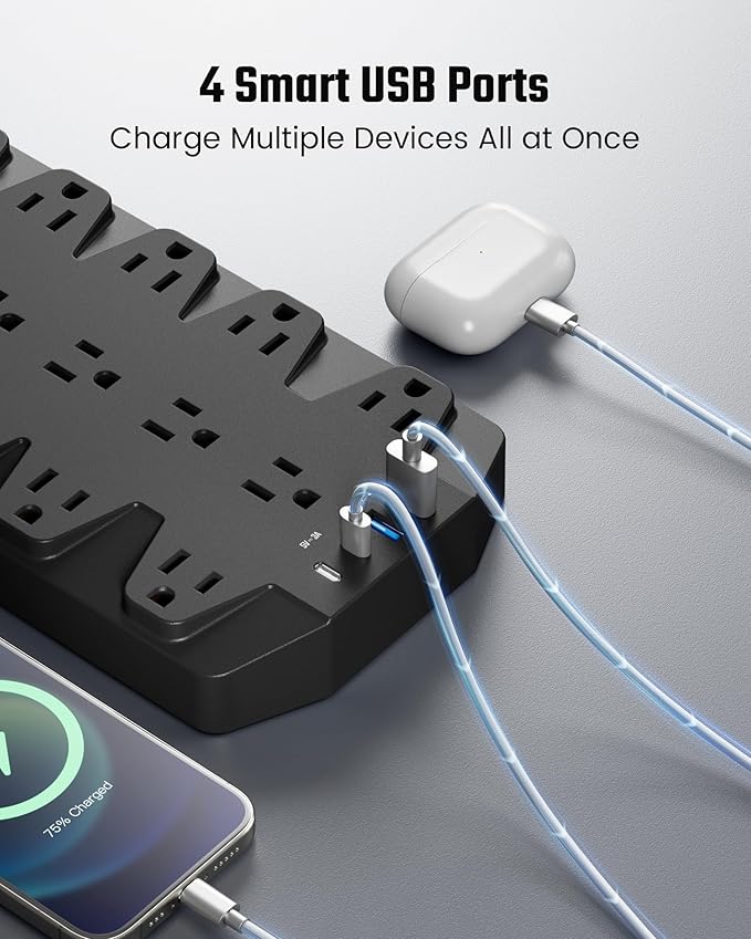 18 Widely Outlets Power Strip, SUPERDANNY Surge Protector - Image 6