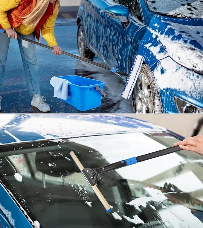 Window Cleaning Kit with Storage Bucket, Window Squeegee with 4.13ft Extension - Image 7