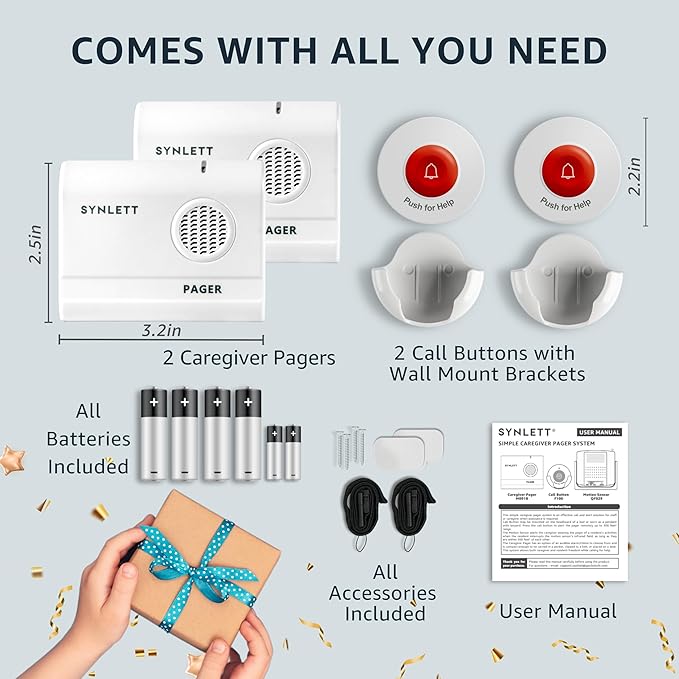 SYNLETT Caregiver Pager Call Button Wireless Call Bell Alert Buttons - Image 7