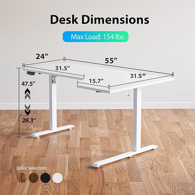 Agilestic Electric Standing Desk, L-Shaped 55 Inches Height Adjustable Desk - Image 3