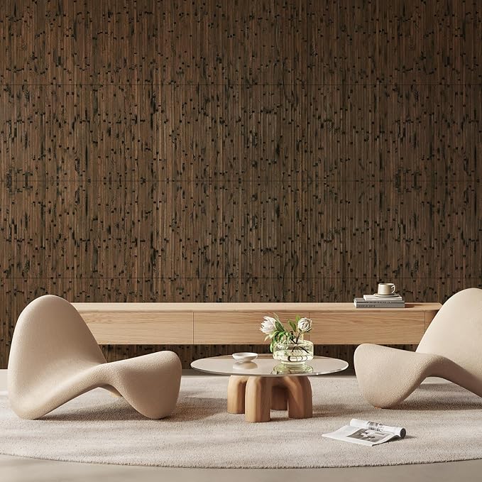 OUZUGIE 1 Pack 96x24 Inch Natural Bamboo Wall Panel – Brown Burned Pole Wrap - Image 9