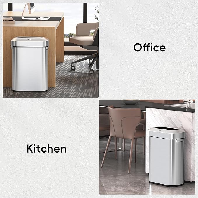 EKO Urban 16 Gallon/60 Liter Open Top Stainless Steel Slim Commercial Trash Can - Image 6