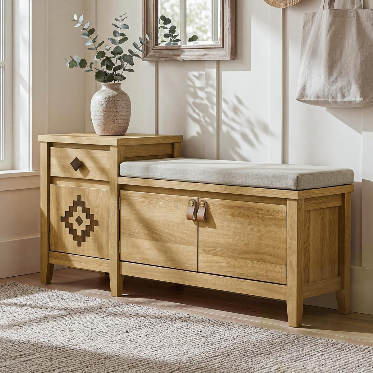 entryway bench with storage, 3 in 1 storage, main product view