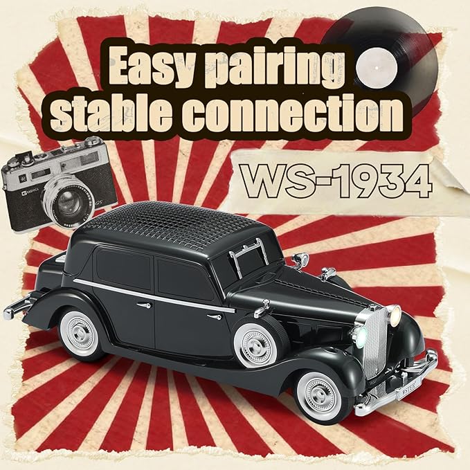 WS-1934 Retro Classic Car Bluetooth Replica Speaker – Wireless HD Sound - Image 5