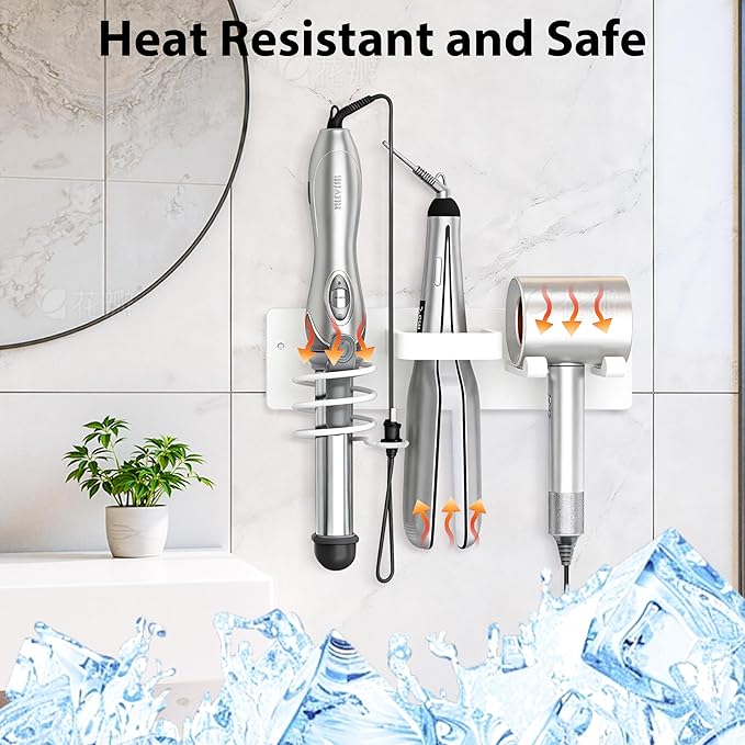 Dovyn Blow Dryer Holder Wall Mount, 3 in 1 Bathroom Hair Tool Organizer - Image 6