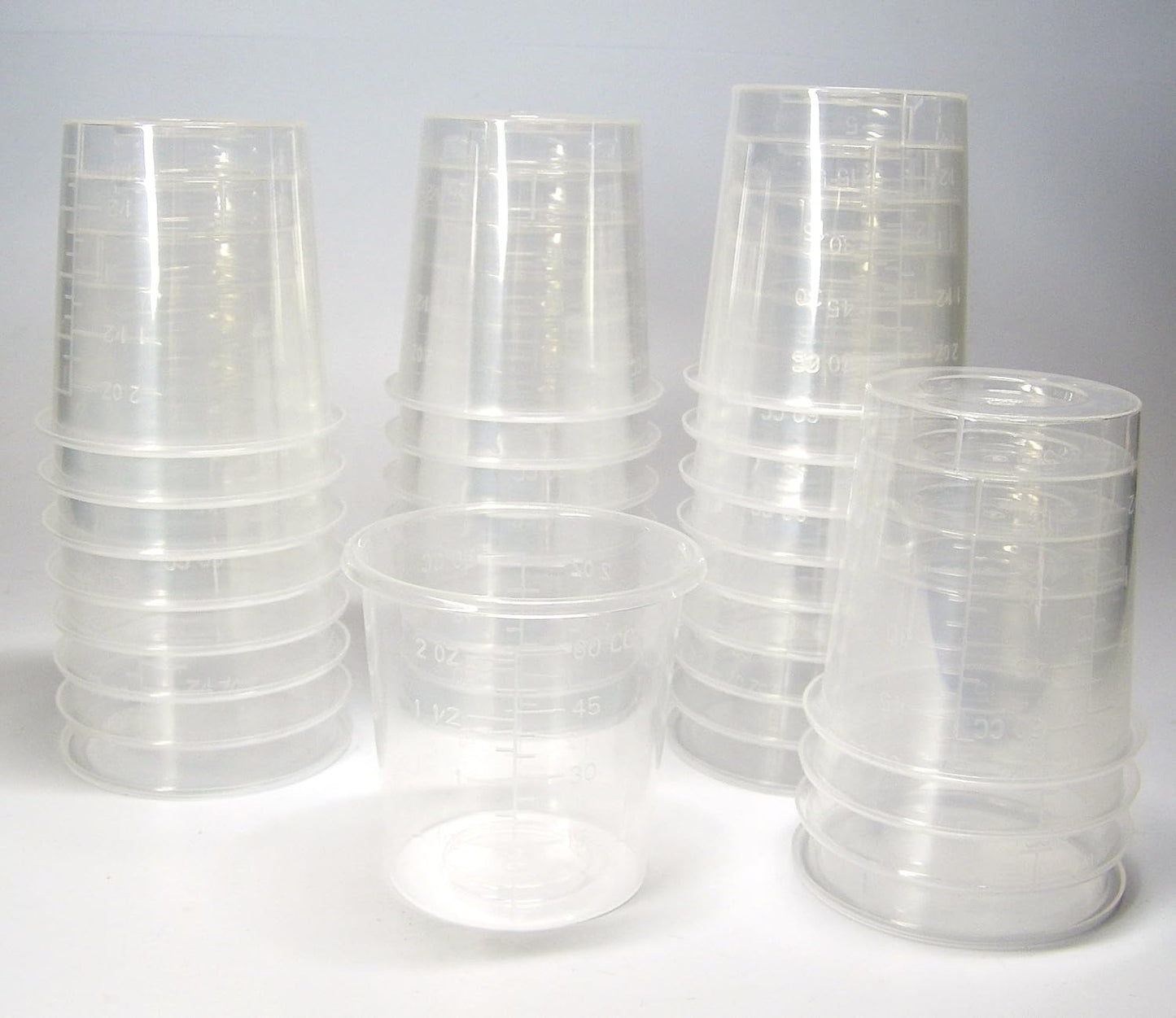 30 2 Ounce Graduated Clear Plastic Cups for Mixing Paint, Stain, Epoxy, Resin 60cc 2oz oz